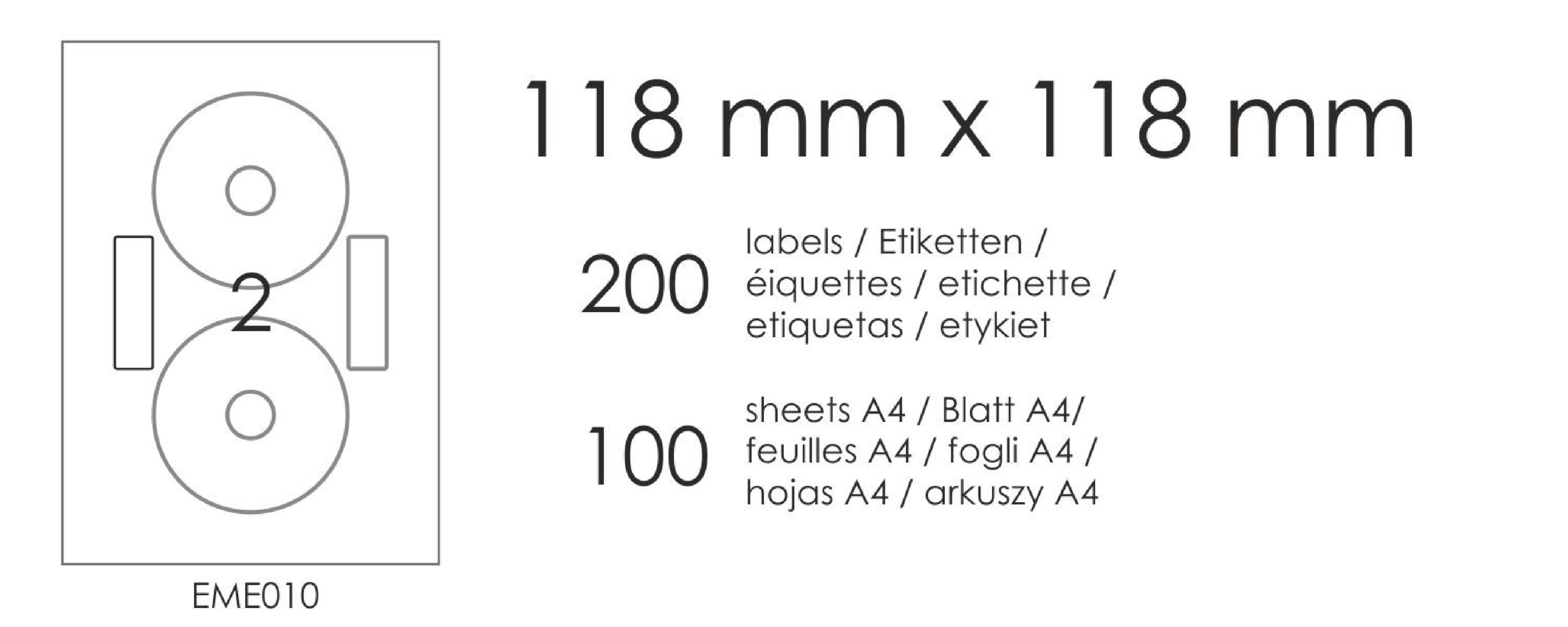 Samolepicí etikety CD 118x118 (2+2) 100A4 Samolepicí etikety CD 118x118 (2+2) 100A4