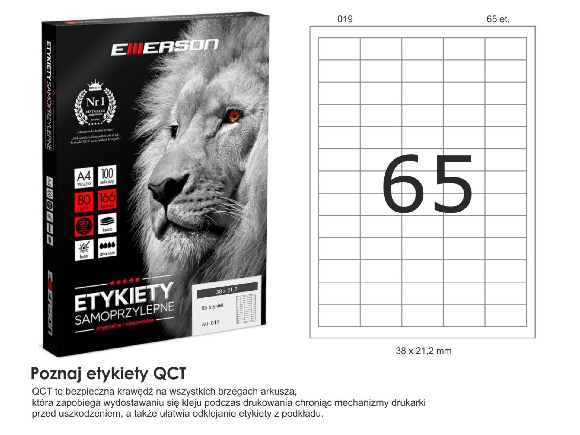 Samolepicí etikety EME19 38x21,2 (65) 100A4 Samolepicí etikety EME19 38x21,2 (65) 100A4