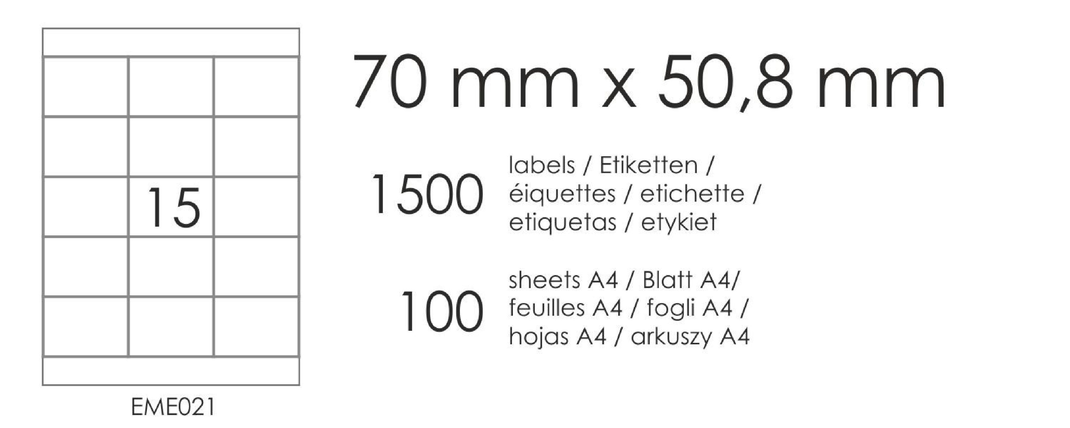 Samolepicí etikety EME21 70x50,8 (15) 100A4 Samolepicí etikety EME21 70x50,8 (15) 100A4