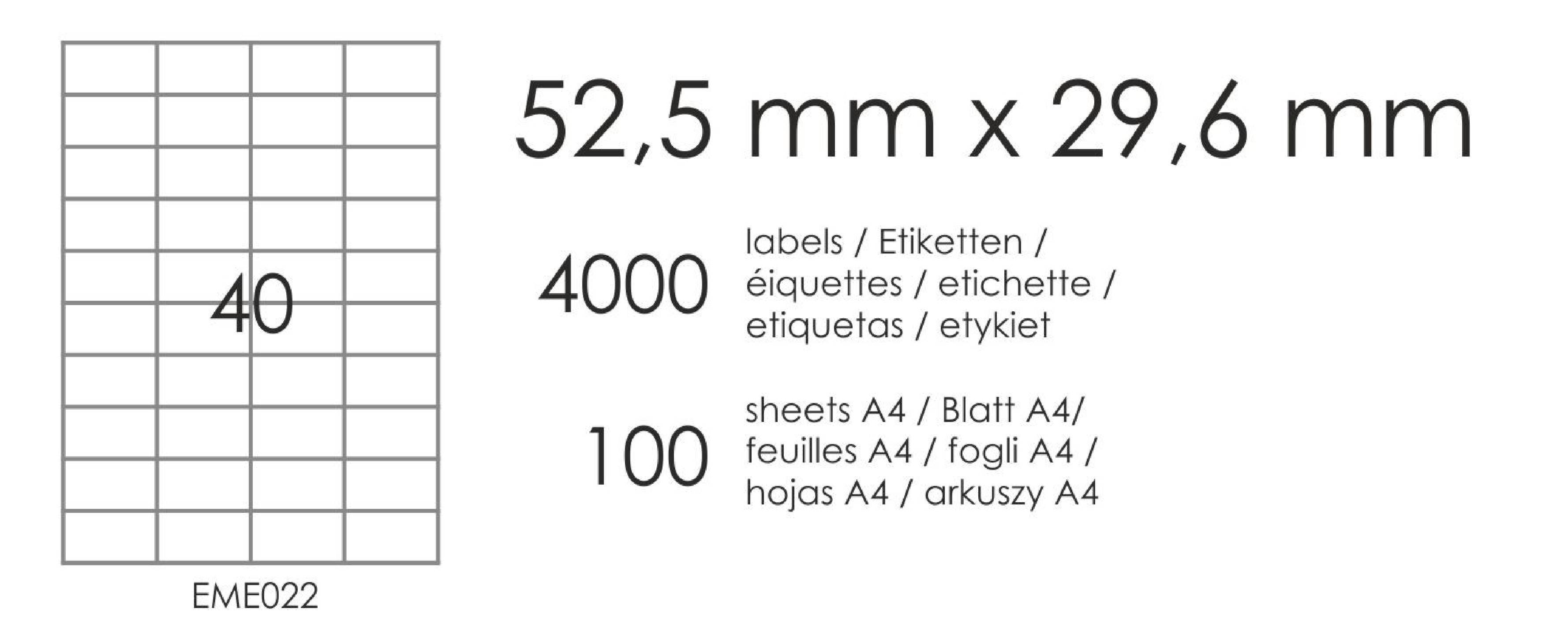 Samolepicí etikety EME22 52,5x29,6 (40) 100A4 Samolepicí etikety EME22 52,5x29,6 (40) 100A4