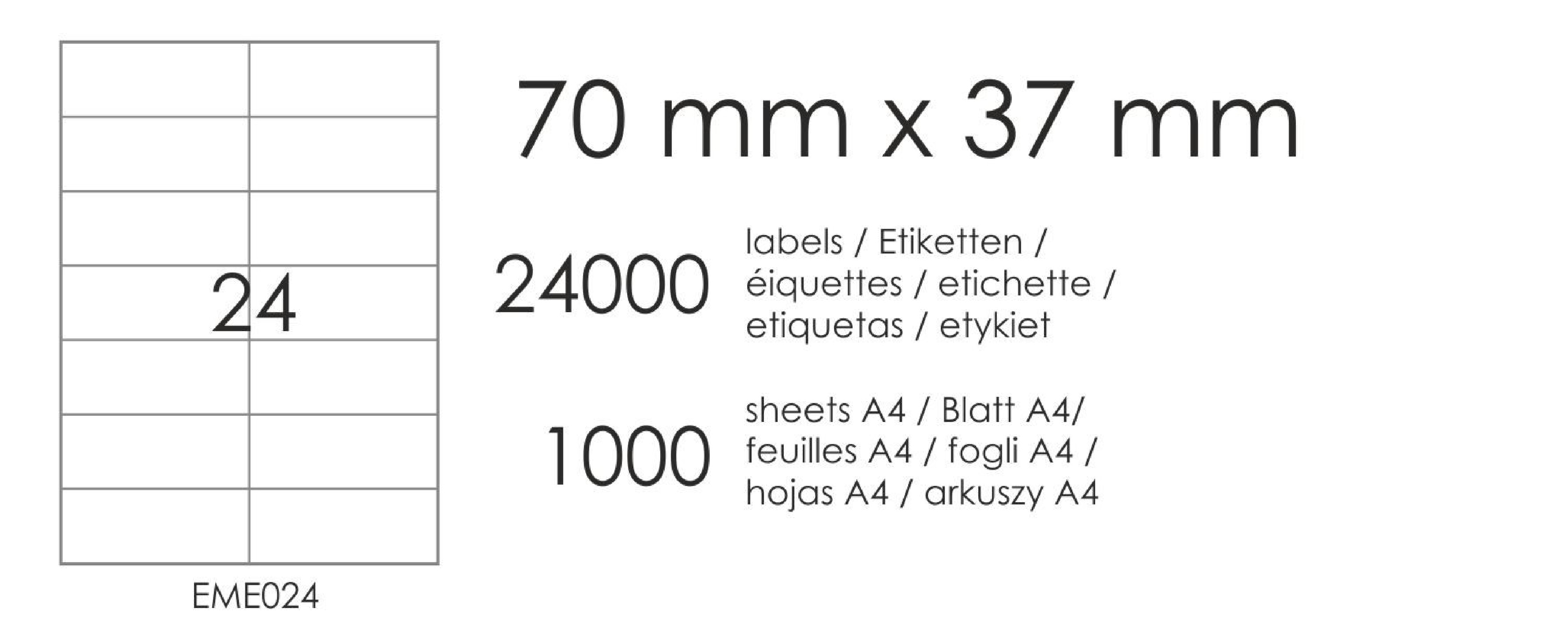Samolepicí etikety EME24 70x37 (24) 1000A4 Samolepicí etikety EME24 70x37 (24) 1000A4
