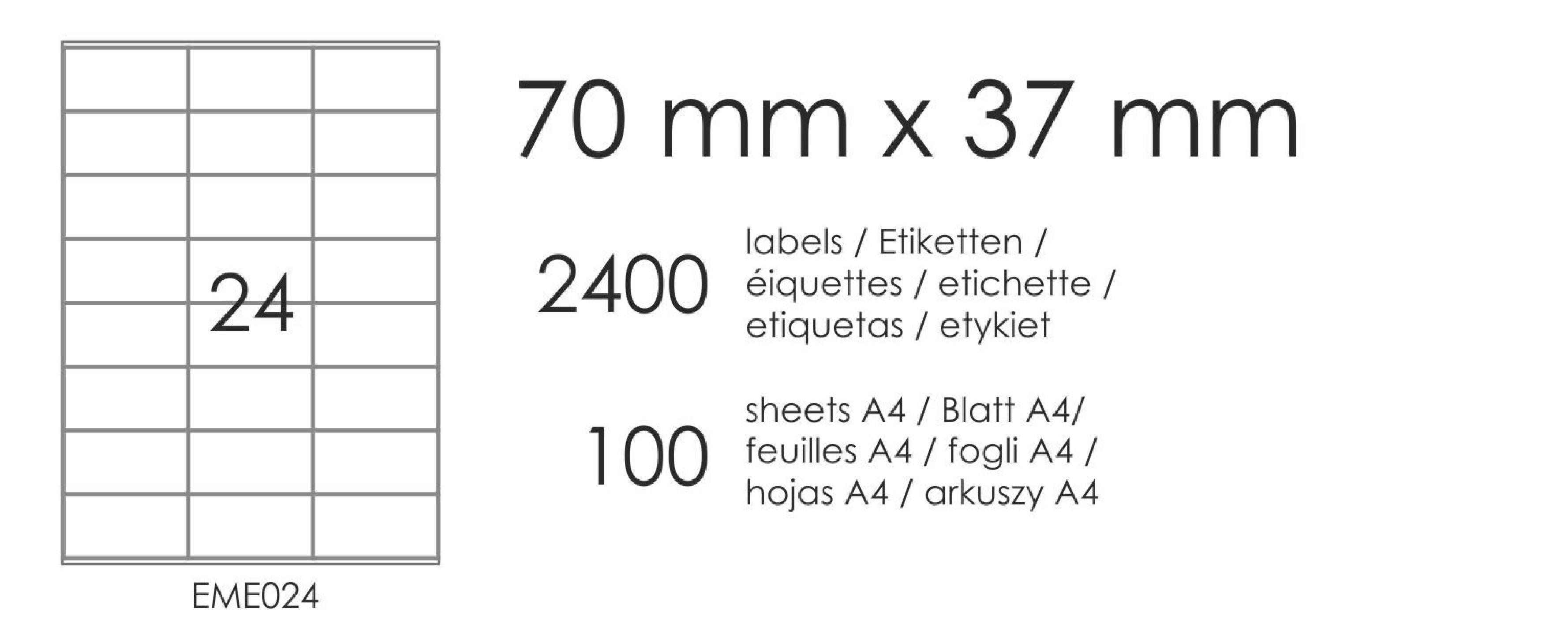 Samolepicí etikety EME24 70x37 (24) 100A4 Samolepicí etikety EME24 70x37 (24) 100A4