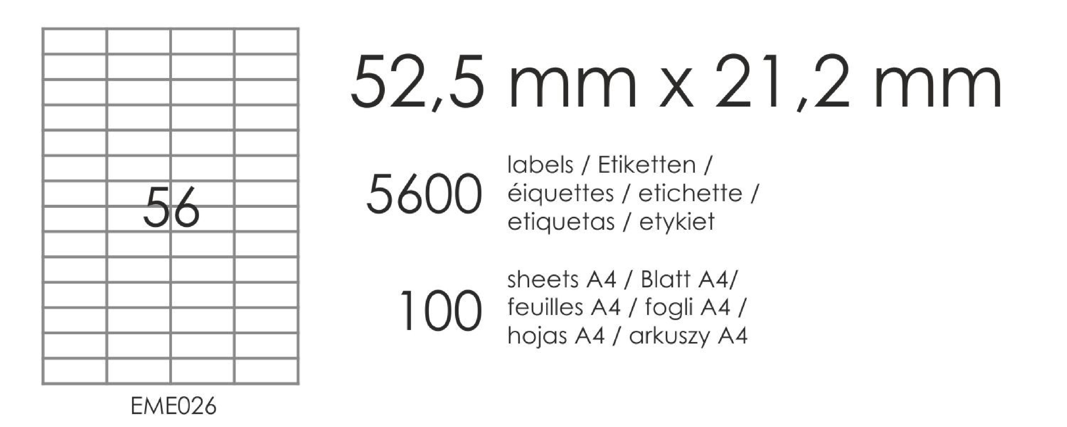 Samolepicí etikety EME26 52,5x21,2 (56) 100A4