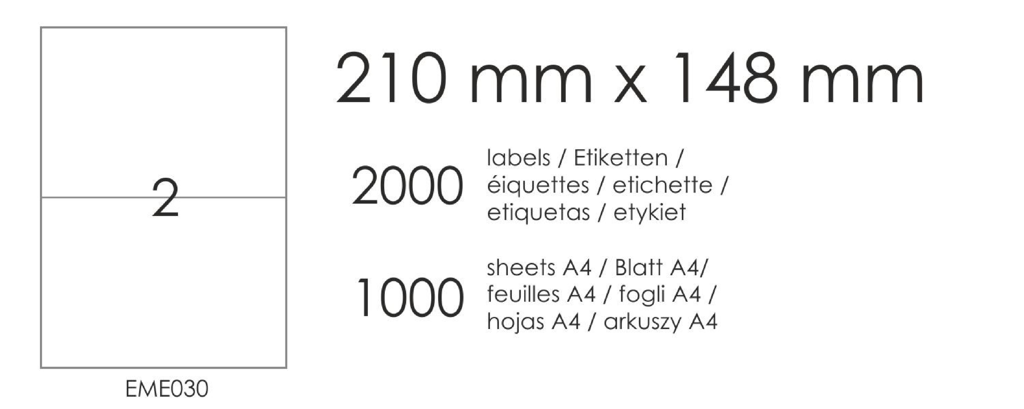 Samolepicí etikety EME30 210x148 (2)1000A4 Samolepicí etikety EME30 210x148 (2)1000A4