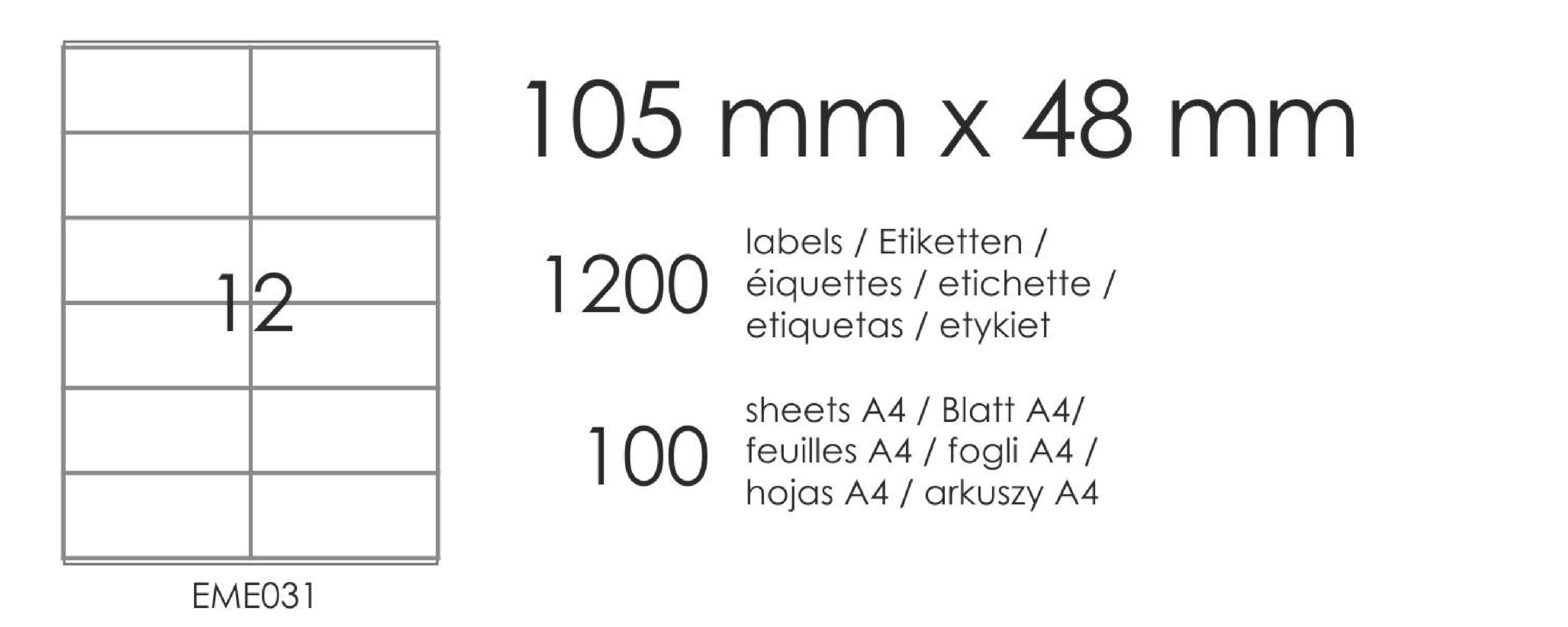 Samolepicí etikety EME31 105x48 (12) 100A4 Samolepicí etikety EME31 105x48 (12) 100A4