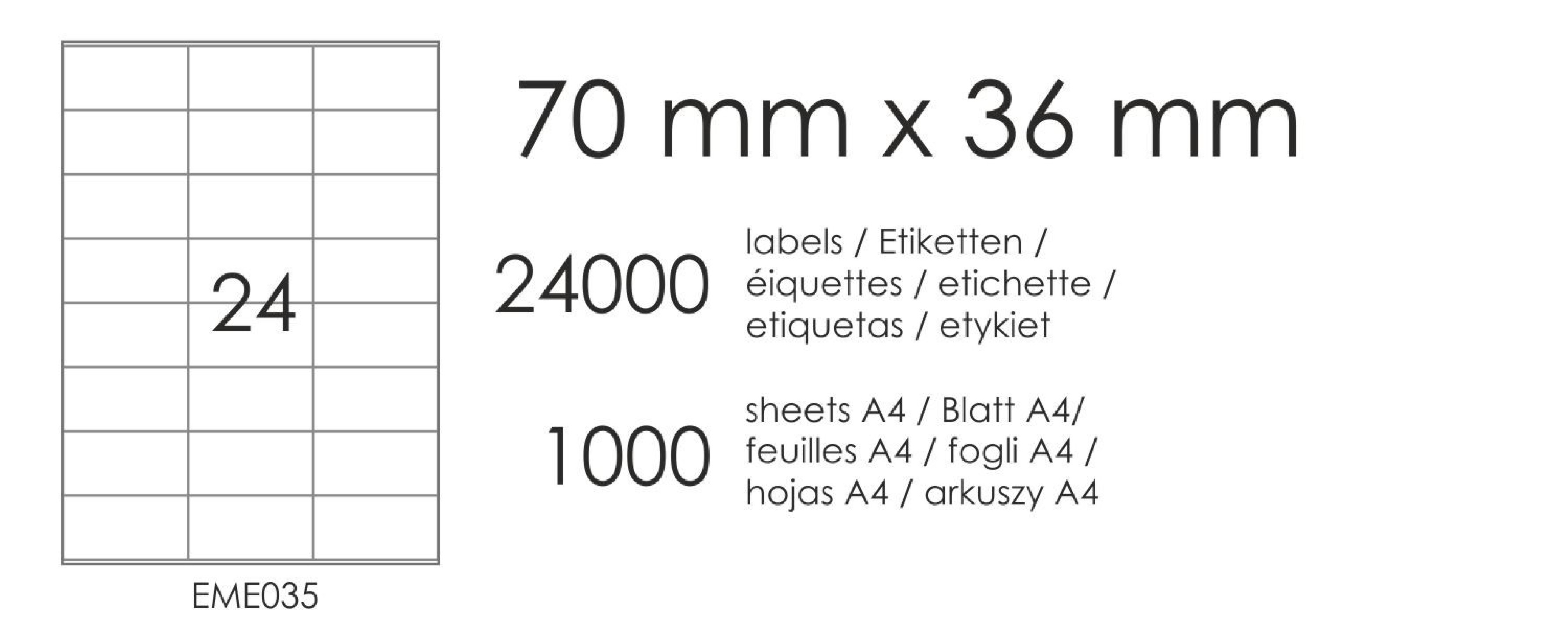 Samolepicí etikety EME35 70x36 (24) 1000A4 Samolepicí etikety EME35 70x36 (24) 1000A4