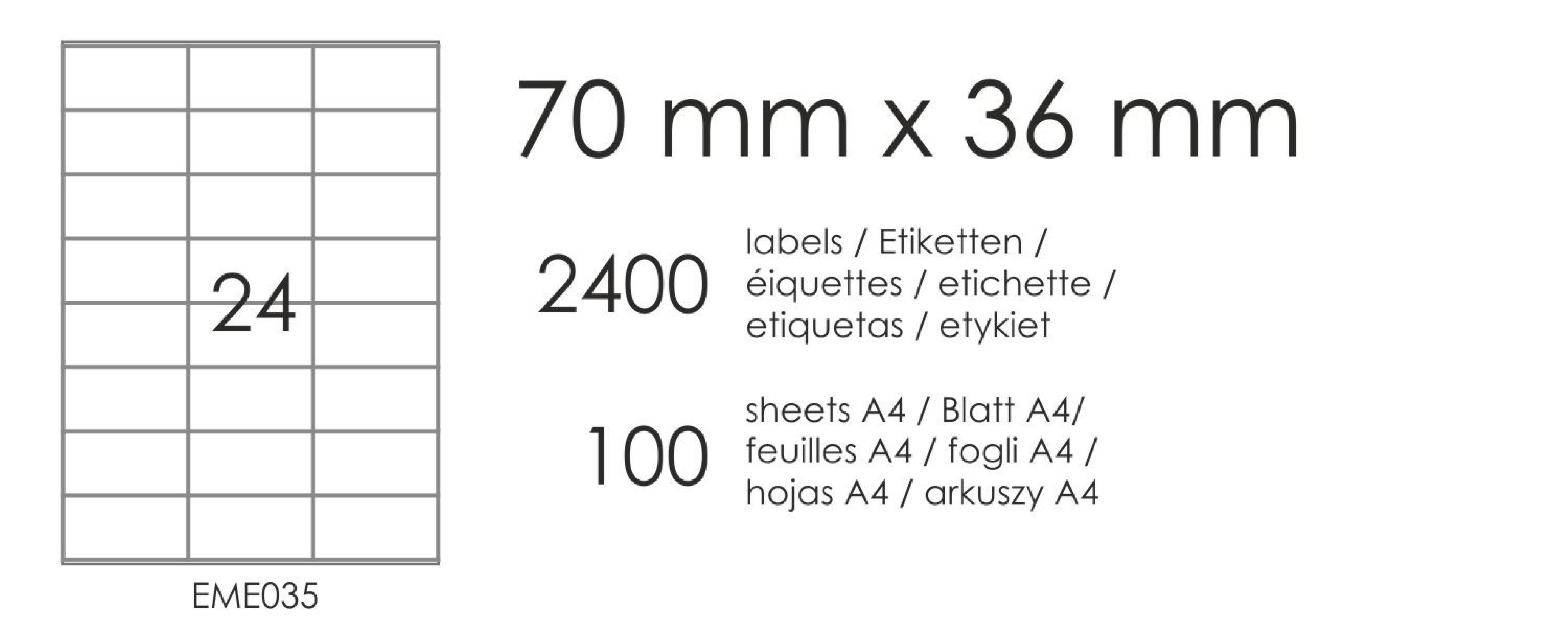 Samolepicí etikety EME35 70x36 (24) 100A4 Samolepicí etikety EME35 70x36 (24) 100A4