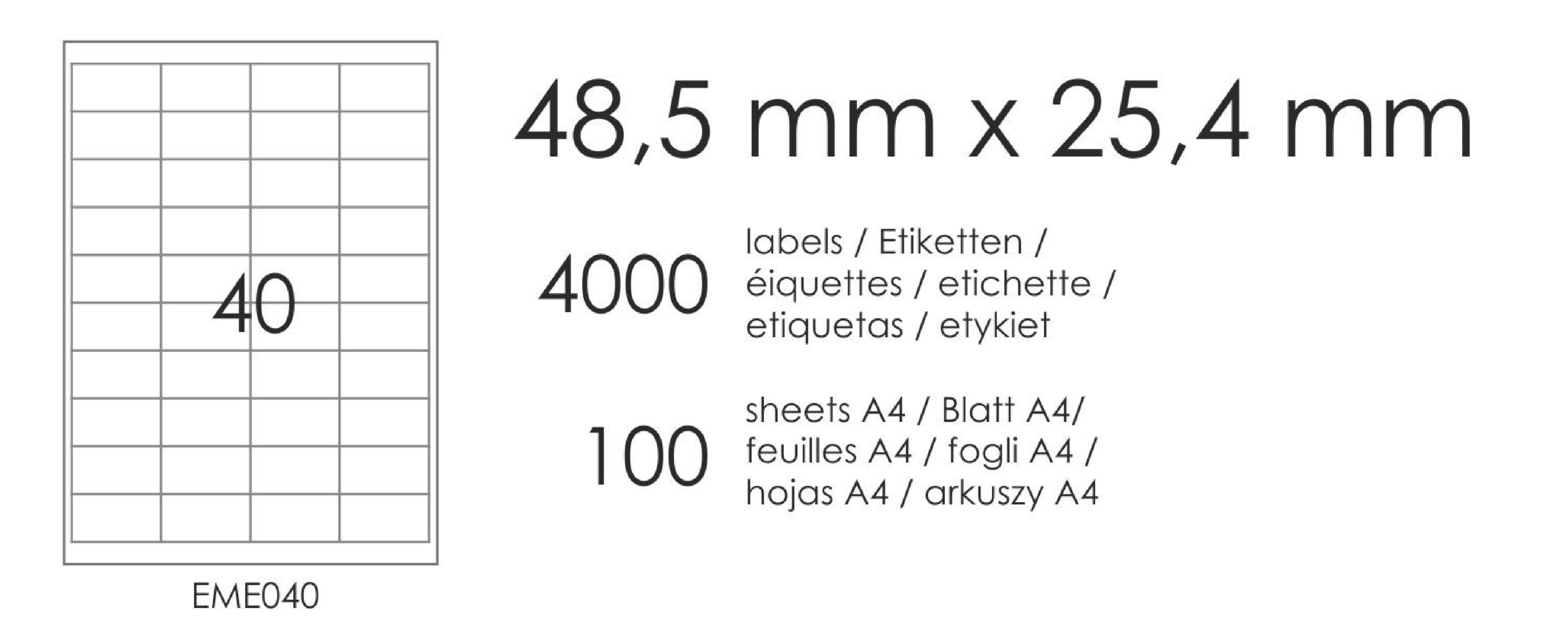 Samolepicí etikety EME40 48,5x25,4 (44) 100A4 Samolepicí etikety EME40 48,5x25,4 (44) 100A4