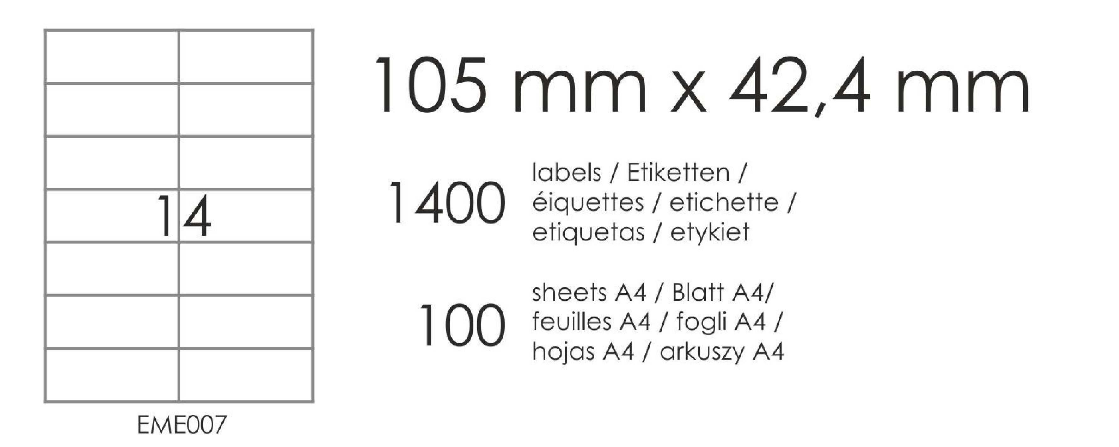 Samolepicí etikety EME7 105x42,4 (14) 100A4 Samolepicí etikety EME7 105x42,4 (14) 100A4