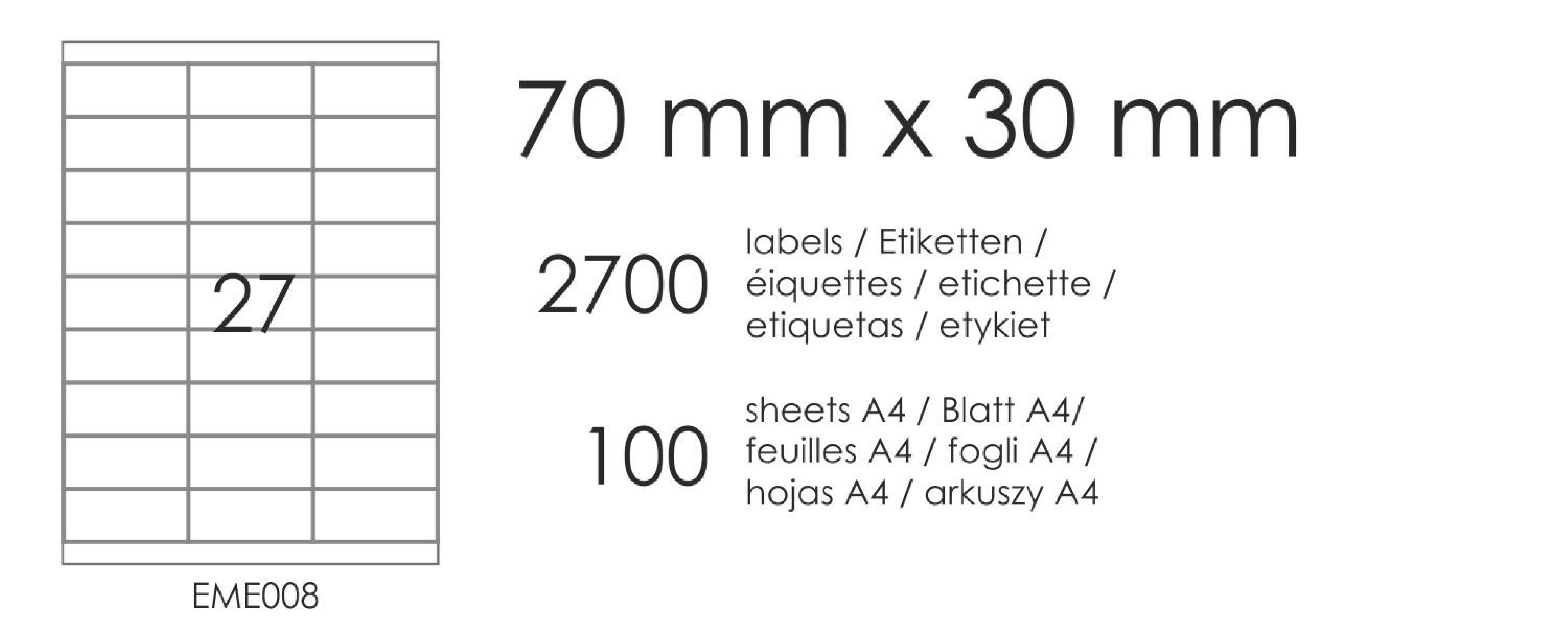 Samolepicí etikety EME8 70x30 (27) 100A4 Samolepicí etikety EME8 70x30 (27) 100A4